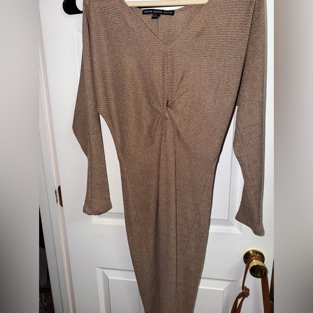 Elegant Brown Knit Dress